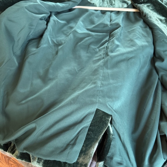 Washable Coldwater Creek Crushed Velvet Dark Green Velvet Blazer - 14 - Picture 13 of 16